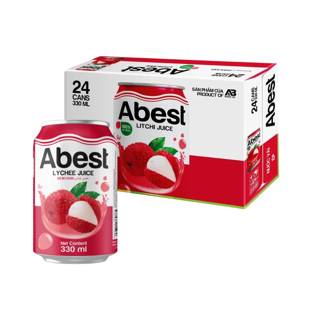 Abest 330ml Canned Lychee Drink Fresh Flavored Fruit Juice Concentrate with Water Sugar Dried Style Bottle Packaging Soft Drinks