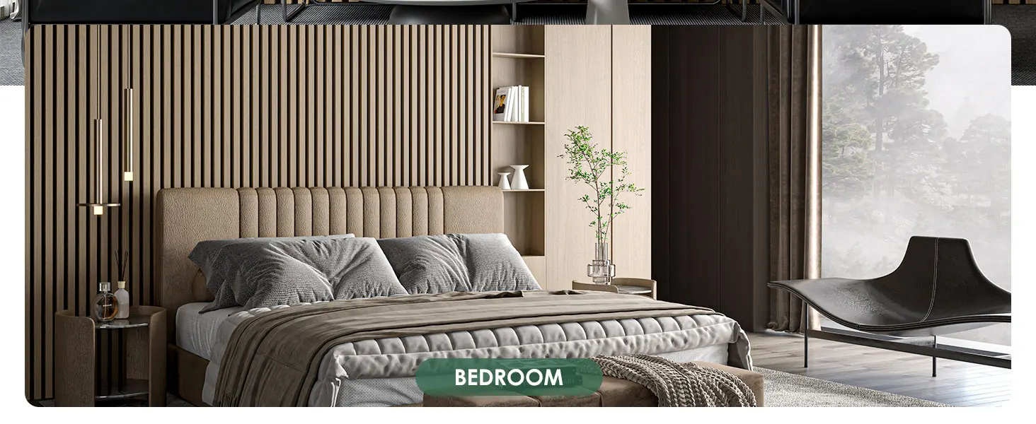 Modern Design Light Brown Wood Slat Acoustic Wall Panels for Living Room Hotel Apartment Hospital School factory