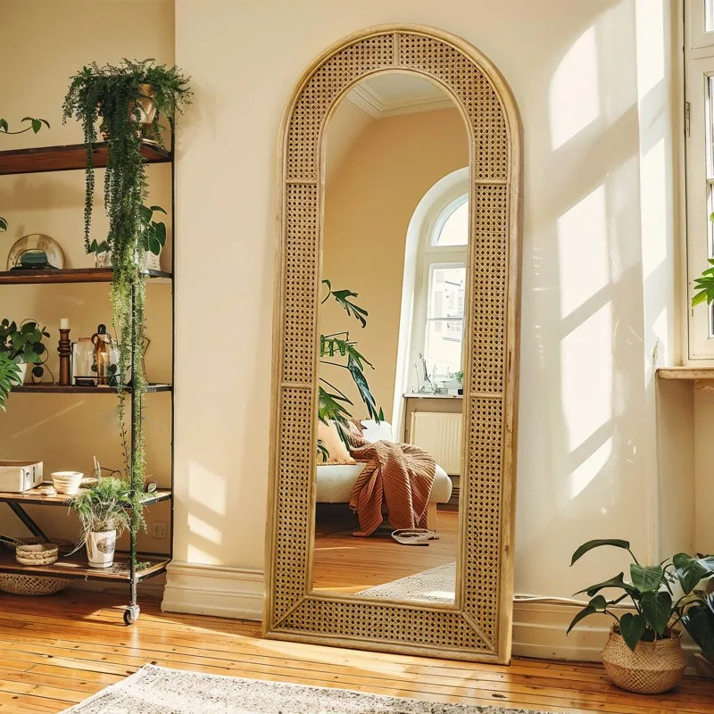 Vintage Modern Luxury Rattan Mirror - Perfect Decor Piece