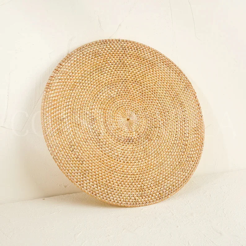 Round Natural Rattan Placemats With Unique Pattern Rattan Wicker ...