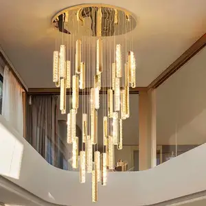 Modern Style Indoor Decoration Hotel Lobby Staircase Villa Crystal LED Ring Luxury Chandelier