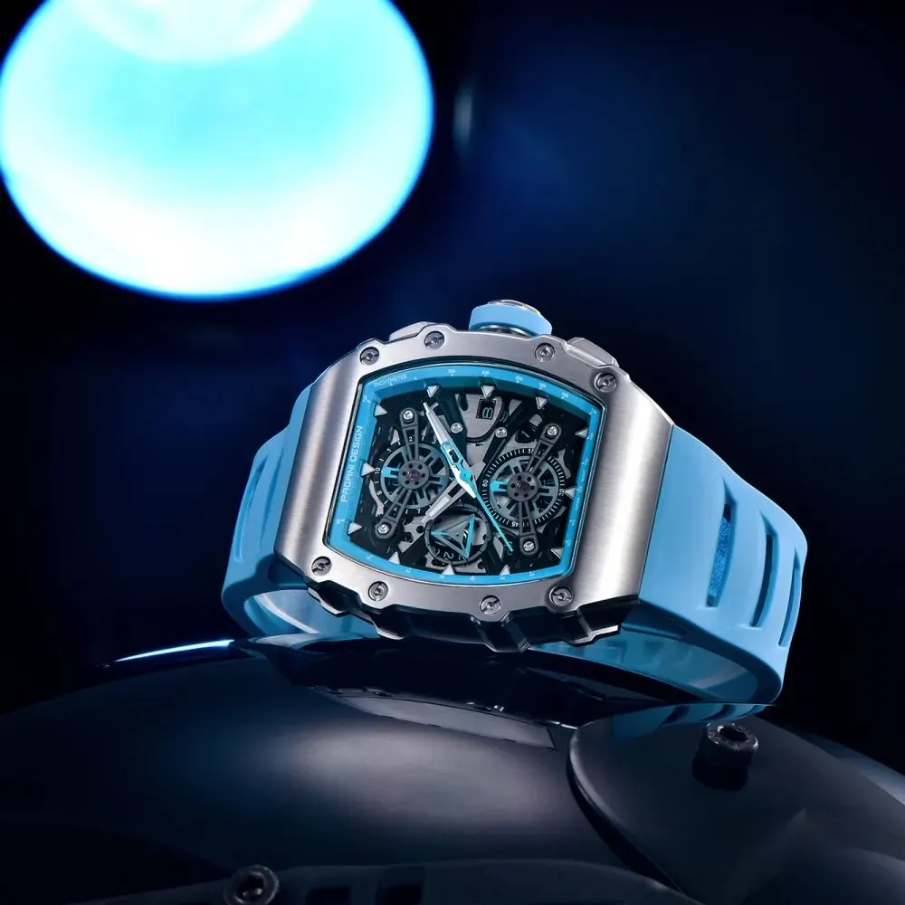 PAGANI DESIGN YS011 New 40MM Barrel Hollow Fashion Casual Men's Quartz Watches Sapphire Glass Quartz Watches Chronograph Clock