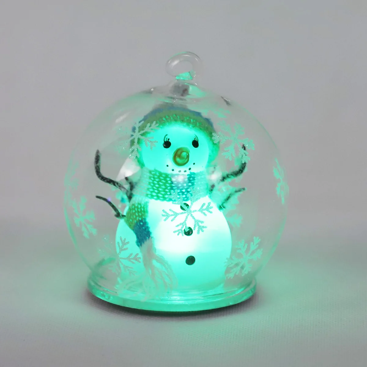 light white glass Christmas ball with snowflake and snowman for Christmas decoration