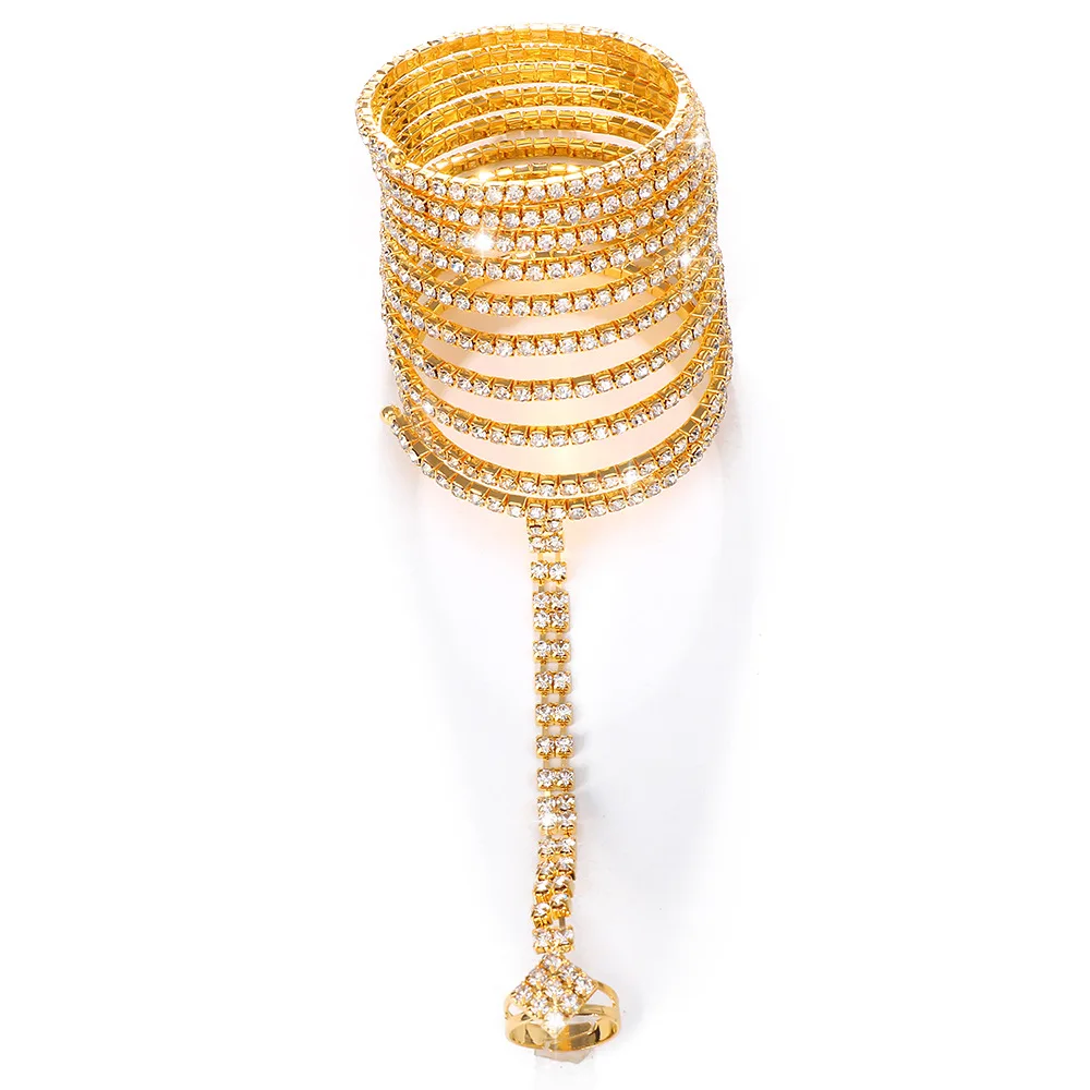 Quick Selling Crystal Bracelet Multi Layer Crystal Glitter Elastic Finger Chain Cool Wind Bracelet