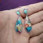High quality fashion jewelry plating 925 silver turquoise earrings creative colorful glazed high-end water drop earrings