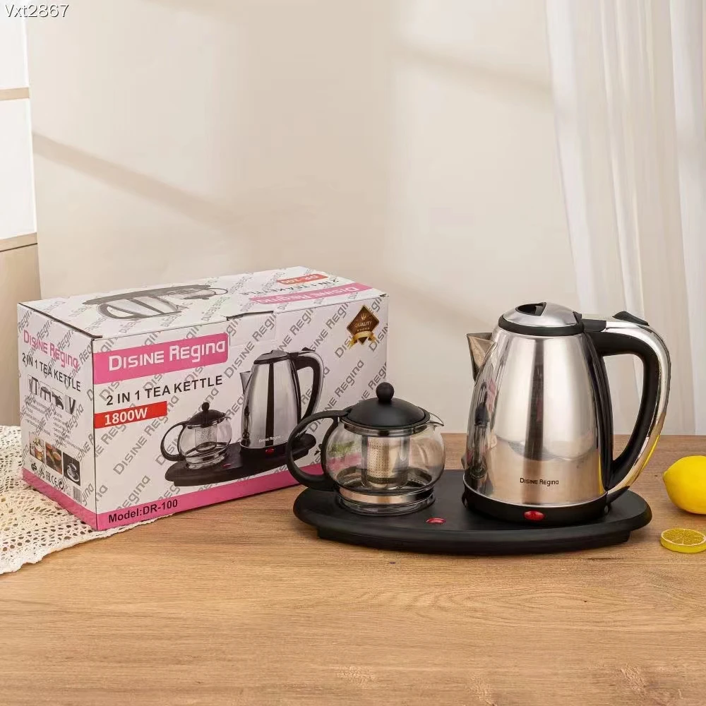 DISINE REGINA Kettle Tray Set Modern Home Appliance Middle East Borosilicate Glass Stainless Steel Tea Pot Set