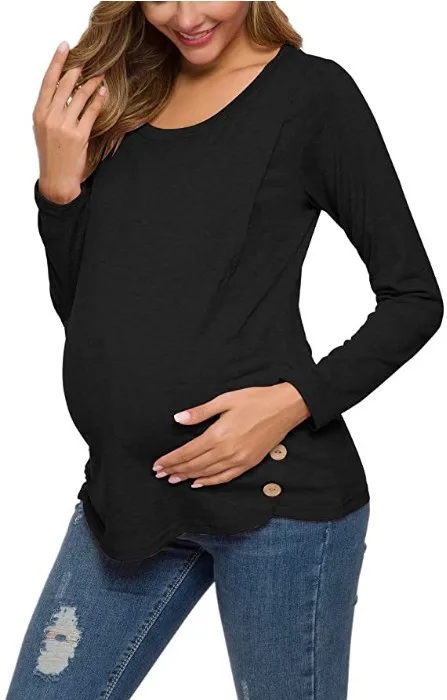 New Style Women's Loose Long Sleeve Nursing Breastfeeding T-shirt ...