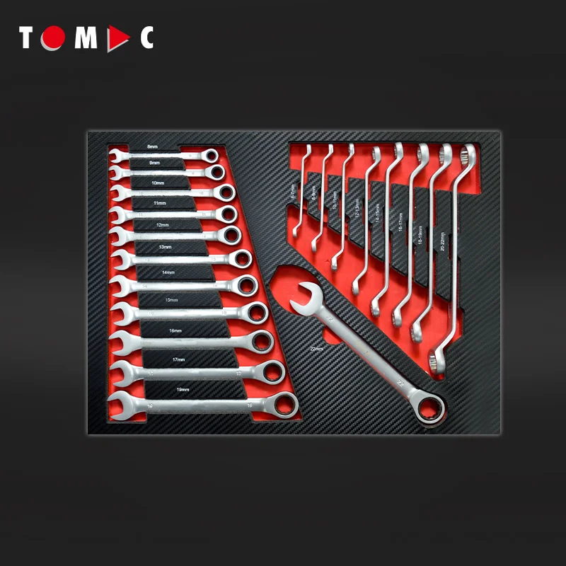 TOMAC 7+1 Large Rolling Tool Cabinet Heavy Duty with 257PCS Tools in 6 Drawers Customizable OEM Support