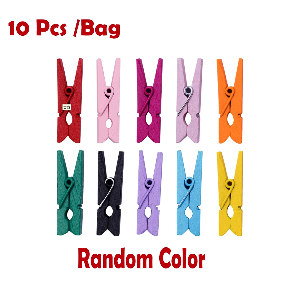 
HOT 40pcs/Bottle Solid Colors WoodenNotes Paper Clips Wonder Clips Sewing Wooden Clips 