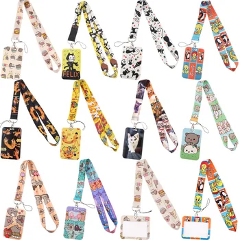 Cartoon Cat Id Card Holder With Personalized Lanyard Neck Lanyard For ...