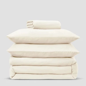 New Design Stone Washed 100% European Flax Linen Bed Sheets Natural French Linen Duvet Cover Bedding Set