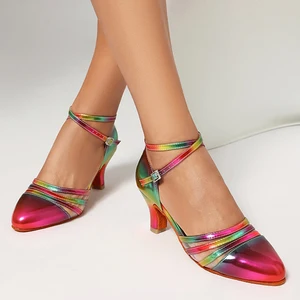 Ladies High-Heeled Soft-Soled Latin Dance Shoes Pu Upper Suede Sole Adult  Indoor Stage Tango Competition Dance Shoes