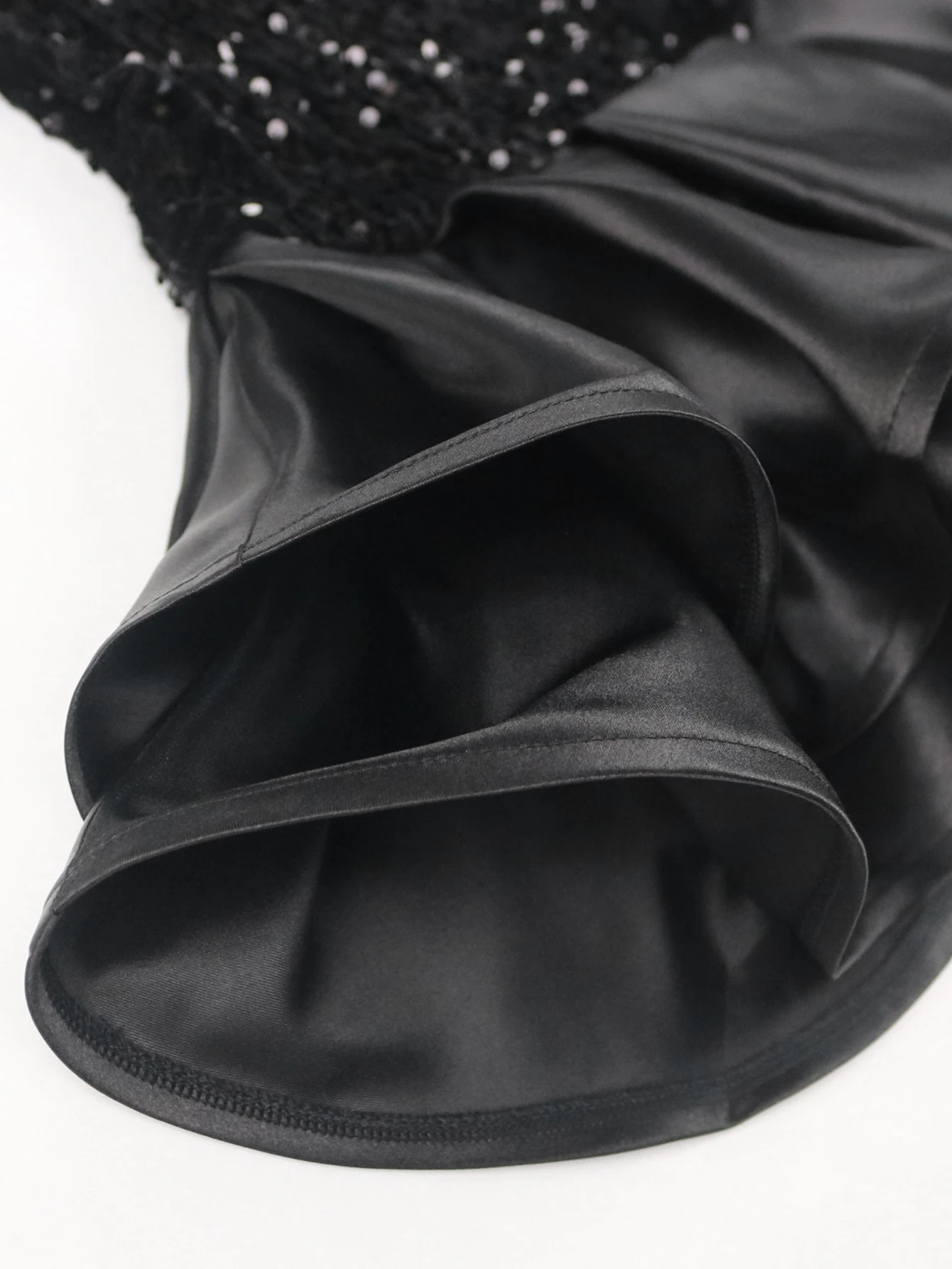 Velvet Sequined Deep V Neck Patchwork Ruffle AOMEI Women Club Dresses