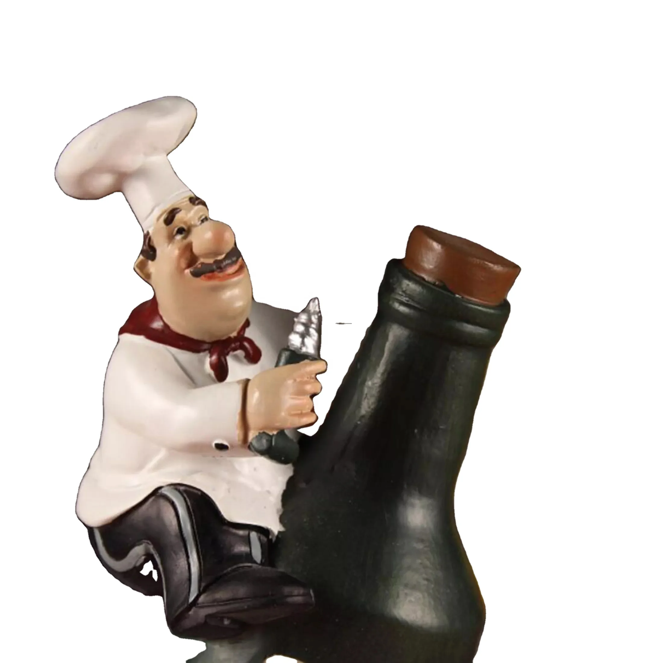 European Resin Chef Statue Figurine Kitchen Decor Miniature Ornaments Chef  Collectible Gift restaurant house kitchen Cook Cafe Bar shop