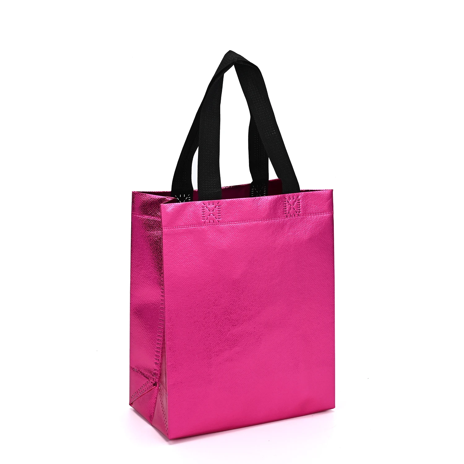 Custom Carry Laminated LOGO Fabric Bag Non Woven Tote Bag Reusable Shopping Laser Metallic PP Shiny Bags supplier