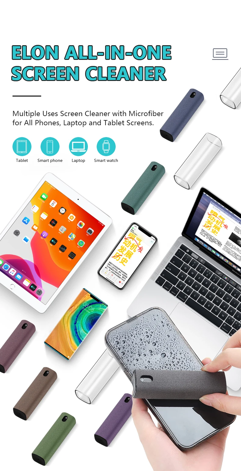 2in1 10ml Phone Screen Cleaner Spray Bottle With Microfiber Cloth And
