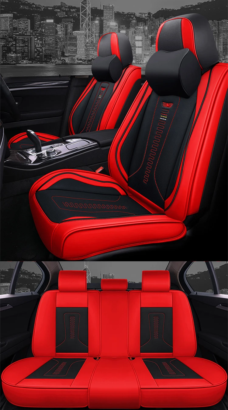 Factory Supply Full Set Gray With Black Pvc Leather Memory Foam Car