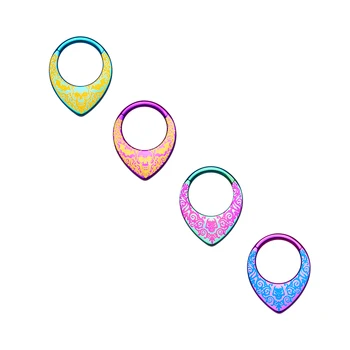 New ASTM F136 Titanium Waterdrop Shape Septum Hoop Nose Ring 8mm Anodized Colored Helix Lobe Daith Earrings Piercing Jewelry