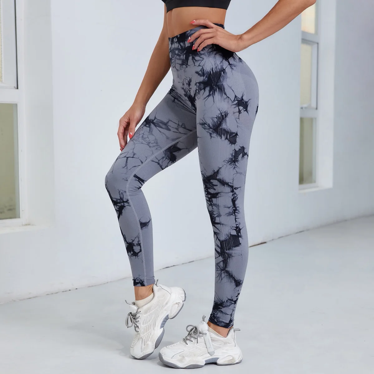 ALLFENIX 2024 Athletic High Waist High Impact Yoga Pants NWT Tie Dye Grey Size S