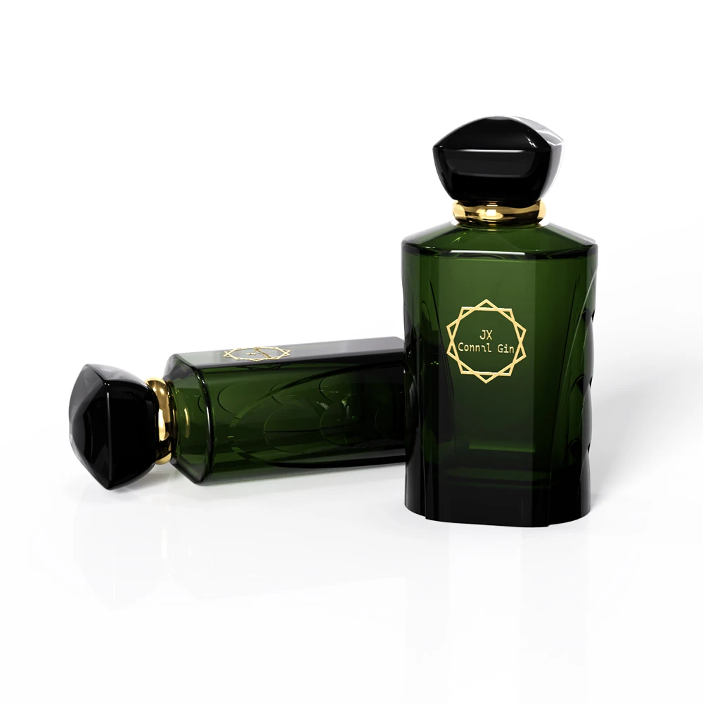 Wholesale Luxury Dark Green Unique Empty Cologne Perfume Spray Bottles 50ml  square