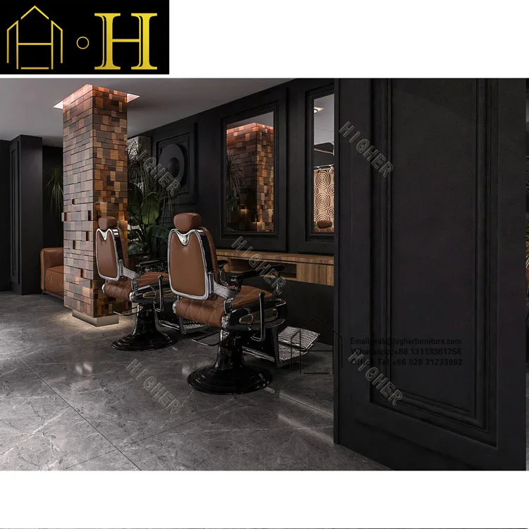 Latest Barber Shops Interior Design Professional Barber Shop Furniture Set  Hair Salon Display Showcase Customization