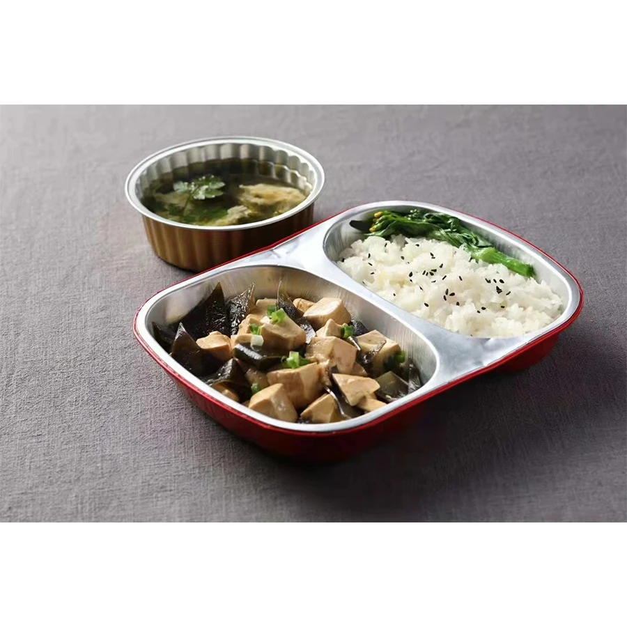 Convenient Recyclable Rectangular Plate Box Tray Aluminum Foil Food Container