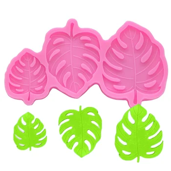 Tropical Leaf 3 Cavity Silicone Mould Turtle Leaves Shape Silicone Mold For Cake Fondant Chocolate Mold Baking Tools