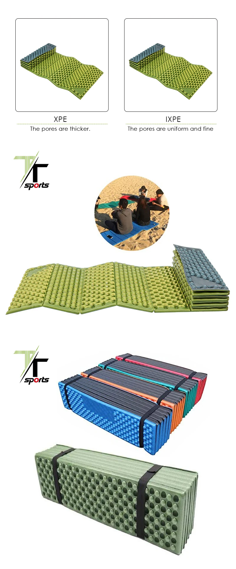 Colorful Moistureproof Fold Up Sleeping Camping Folding Mat Pad For