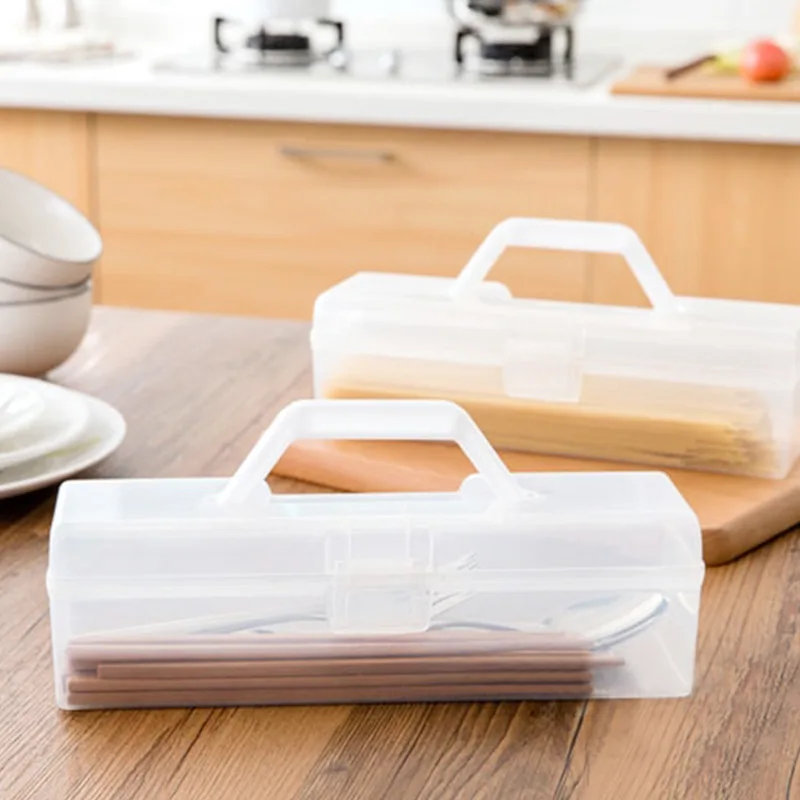 Portable tableware storage box noodle storage box Transparent kitchen household goods storage box wholesale factory