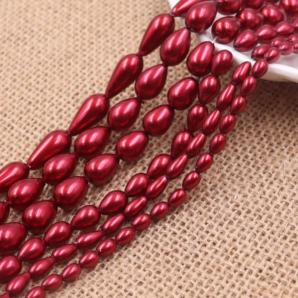 HX Crystal Teardrop Beads White Red Glass Pearl Loose Bead Water