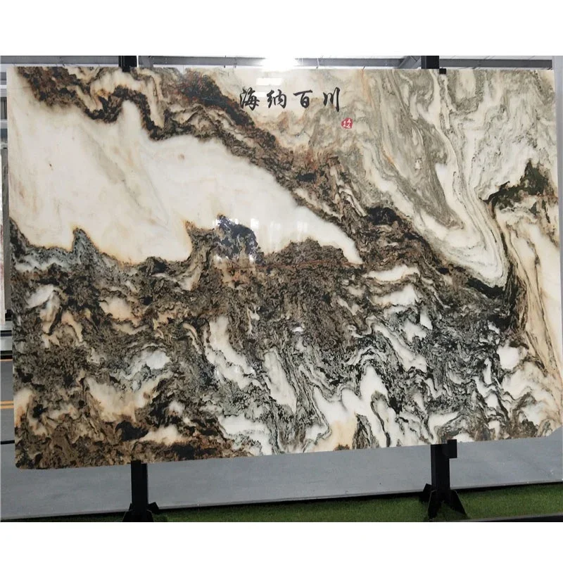 Wall Background Design Landscape Painting White Black Vein Slab Marble