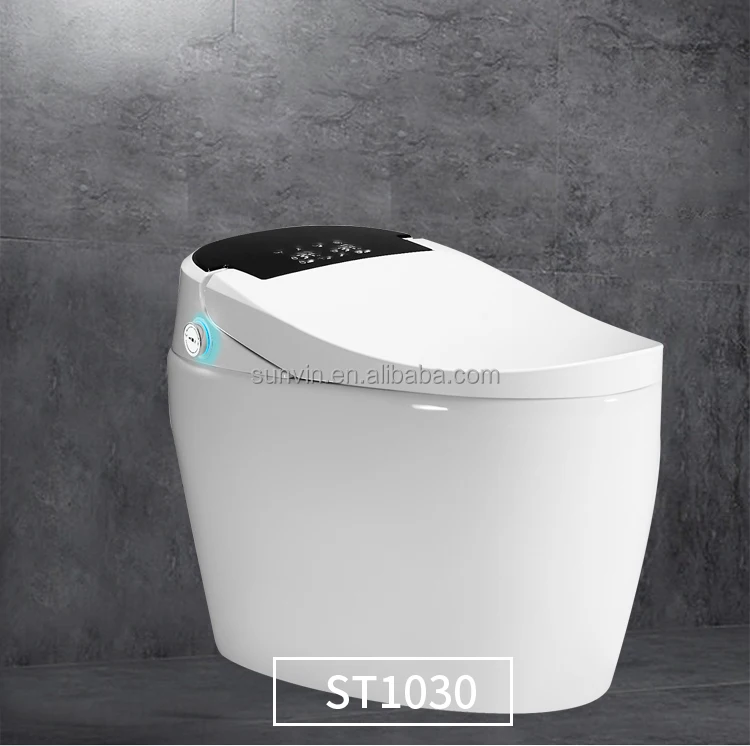 Ceramic S-Trap Siphonic One -Piece Toilet Hotel Bathroom Sanitaryware Smart Toilet Seat Light Luxury Public Toilet