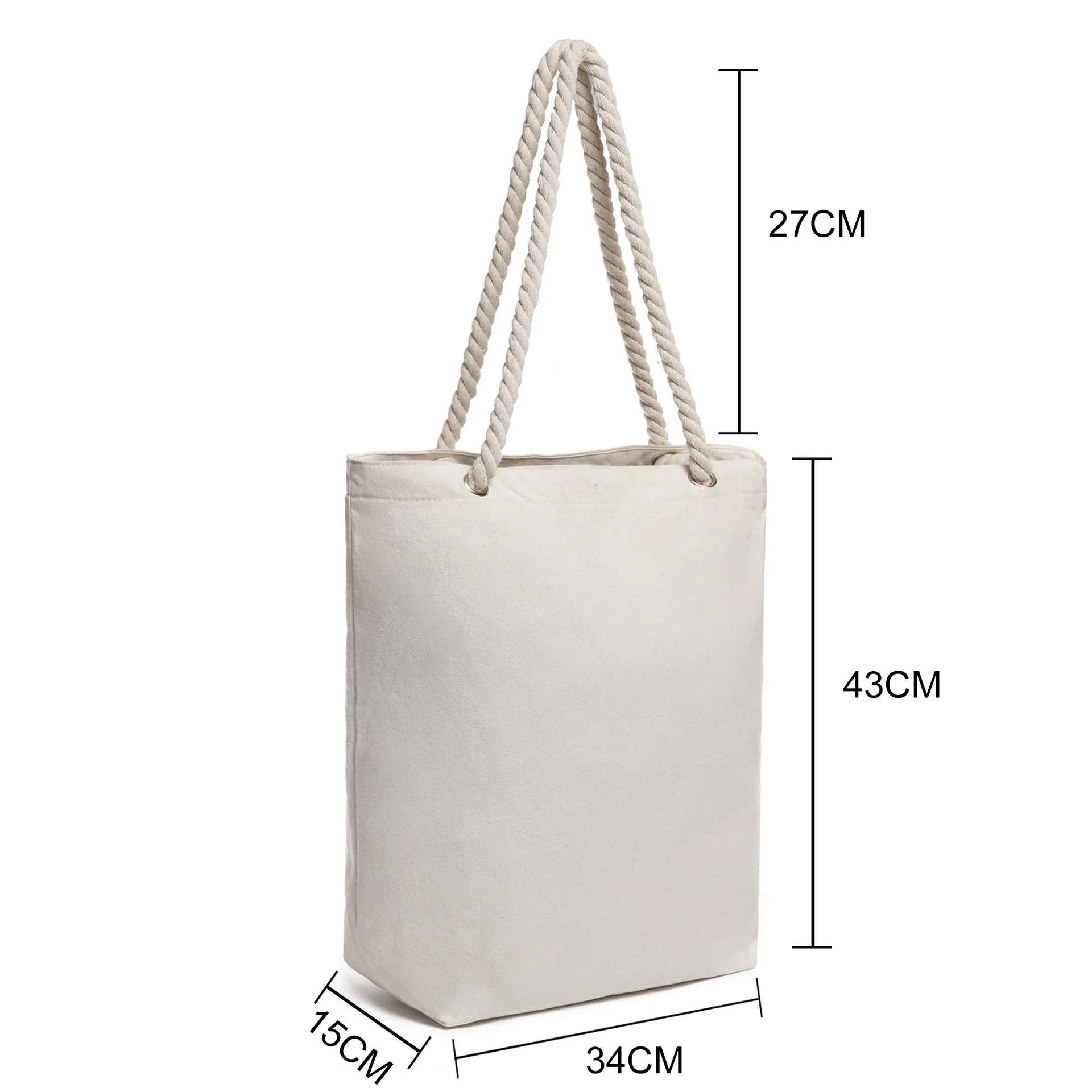 Factory Direct Sales Heat Transfer Screen Printed Canvas Bag Loop Eco-friendly Shopping Bag All Cotton Tote Bag Hemp Rope Bag preview 3