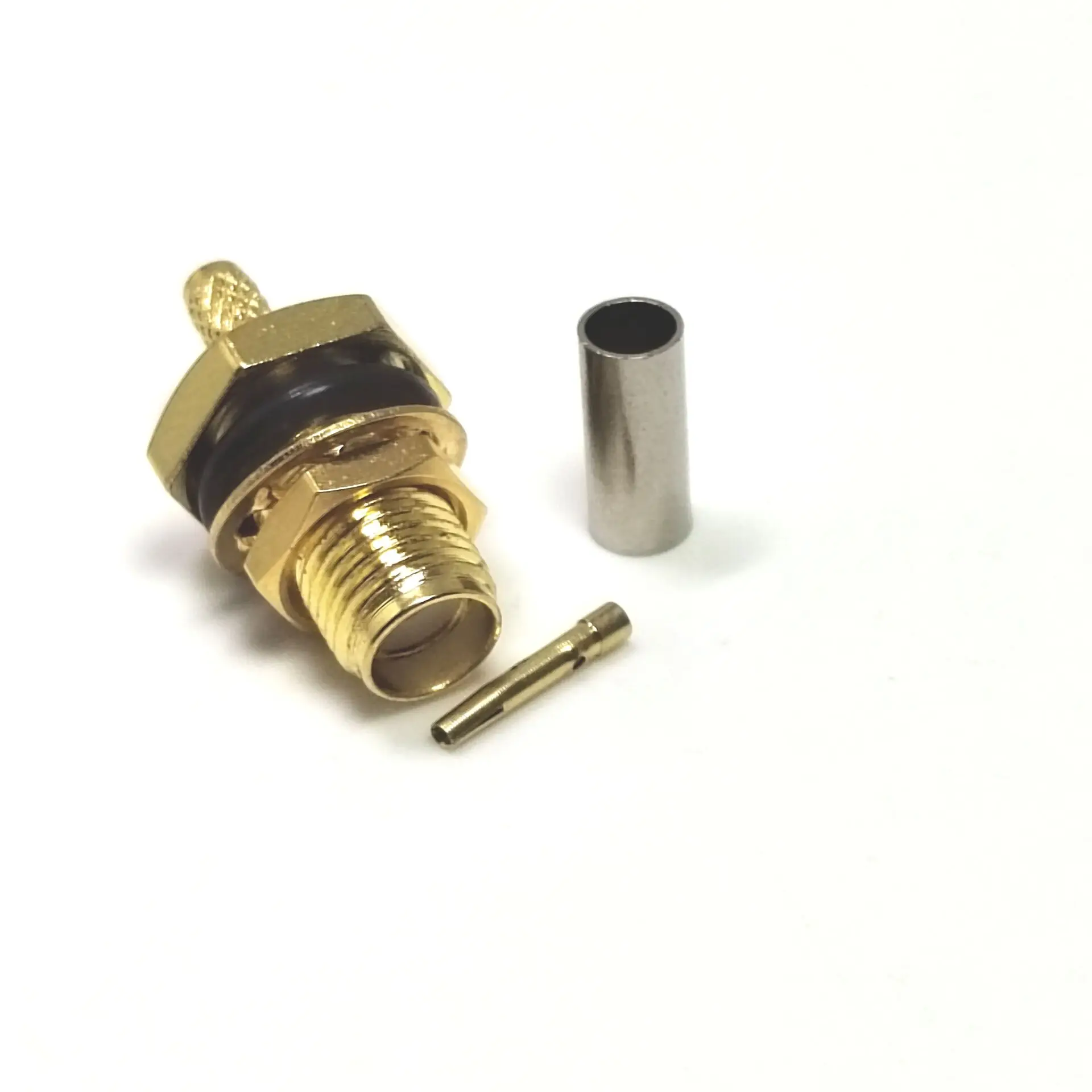 Factory supply gold plated sma female jack bulkhead waterproof brass straight  crimp for rg316 cable rf connector factory