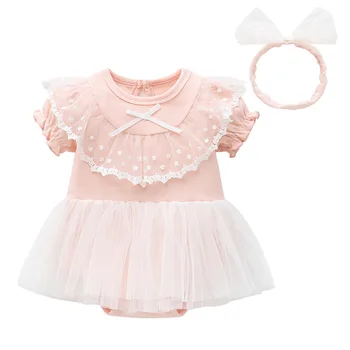 Girls' dress summer new baby jumpsuit baby Bloomer with skirt princess dress baby clothes gauze dress