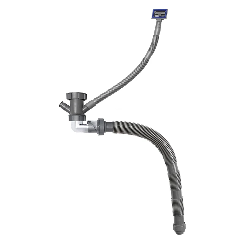 Double Over Flow Space Save Side Rows Anti-Odor Flexible Hose for Kitchen Sink