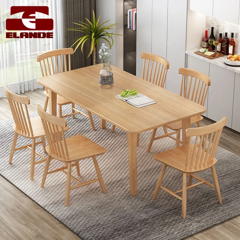 Multifunctional Solid Wood Dining Table and Chair Simple Household Dining Table and Chair Combination for 4 People and 6 People