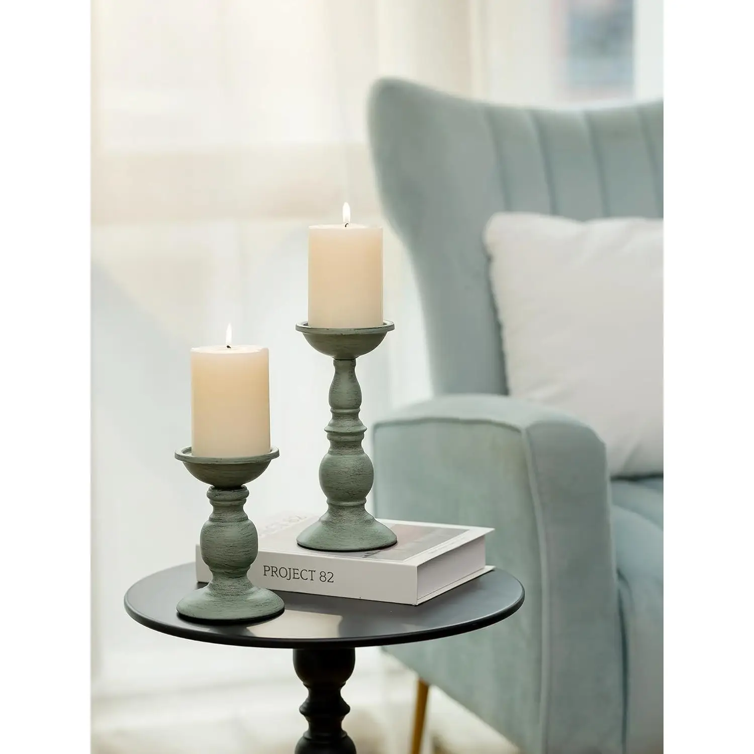 Sziqiqi Retro Iron Candle Holder Vintage Pillar Candle Holders for Wedding Birthday Dinner Table Centerpiece for Candlelight - Image 2