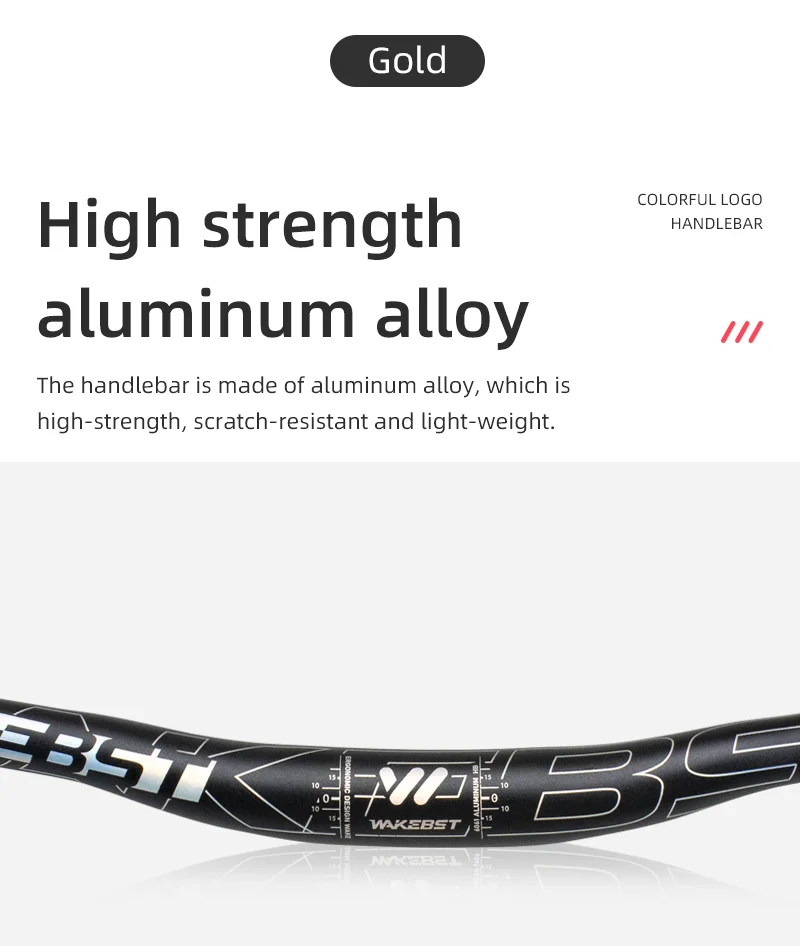 Lightweight 780mm/31.8mm Aluminium Alloy Bike Handlebar WAKEBST Color Logo for Road Bicycles Mountain Bike BMX