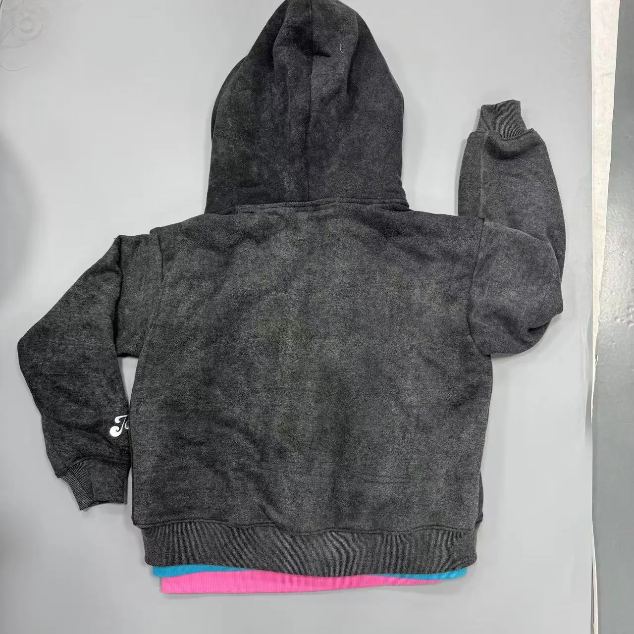 Salati Custom Cotton Plain 450 GSM Color Block Zipup Vintage Zipper Stone Acid Wash Triple Jackets Hood Sweatshirts Hoodies Men gallery 5