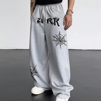 wholesale Custom distressed embroidery patch logo mens acid wash flare sweatpants jogger pants for men