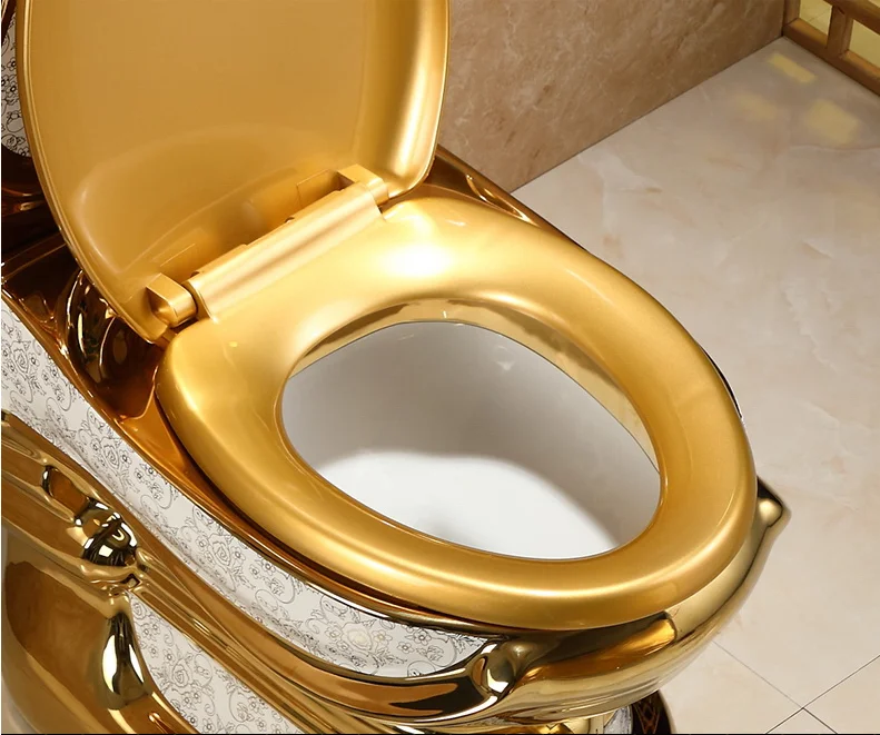 热卖豪华金色冲洗陶瓷卫浴抽水马桶卫生间 - buy gold water closet