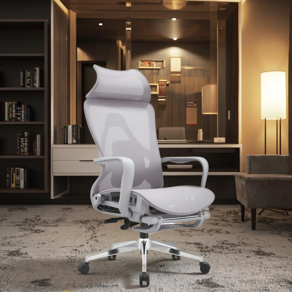 New Arrival WX-06 Mesh Seat Rest Chair Gray Rubber Skin-Friendly Fabric Luxury Lounge Chair Ventilated Mesh Seat Office 3