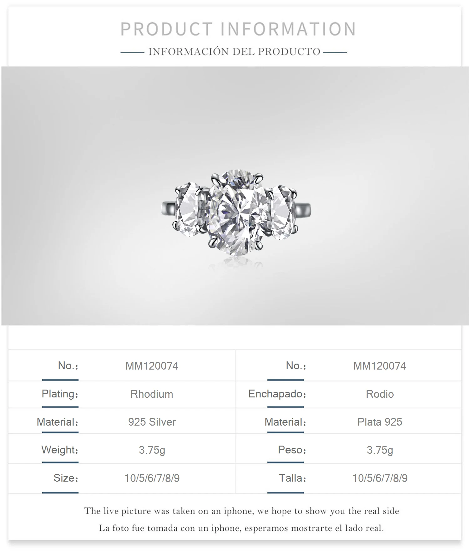 KAKODIY 925 sterling silver zircon wedding ring three stone wedding design sterling silver Cubic Zirconia ring detail 1