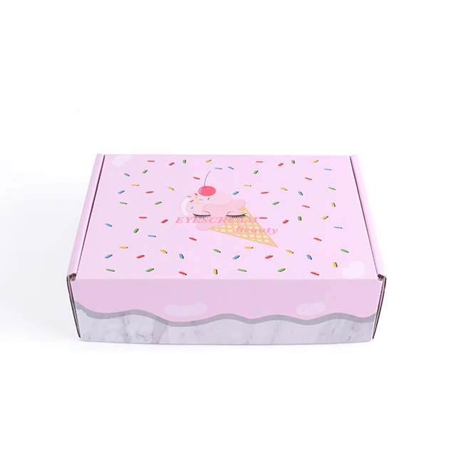 Hot Sale Custom Printing Pink Cake Packaging Shipping Mail Box With White Logo