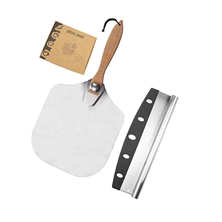 Large Aluminum Pizza Peel 25 inch Overall with Wooden Handle Pizza Peel 12 x 14 inch Pizza Paddle for Baking Homemade Pizza Bread Easy to Store 