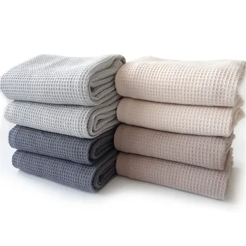 Waffle Kitchen Towel 100% Cotton Strong Water Absorption plain Color Dish Cloth Weave Dinner Table Kitchen Napkin