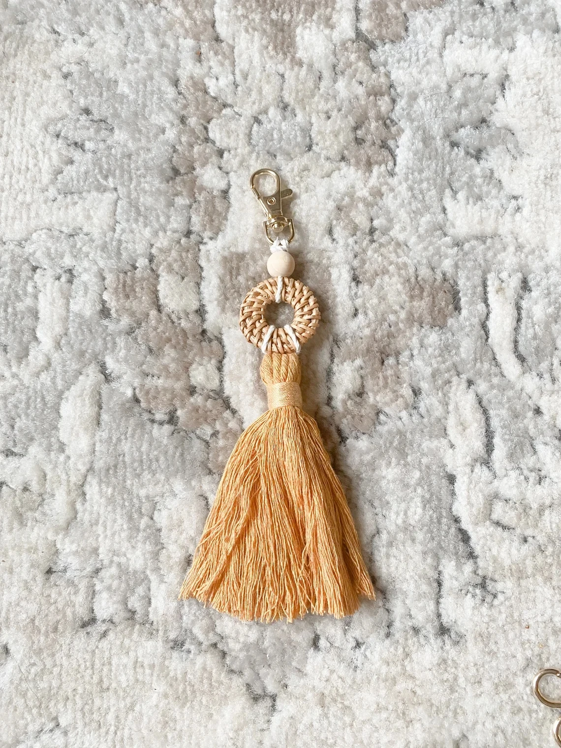 Boho Rattan Tassel Key Chain Pendant Macrame Keychain Car Key Pendant Jewelry Gift
