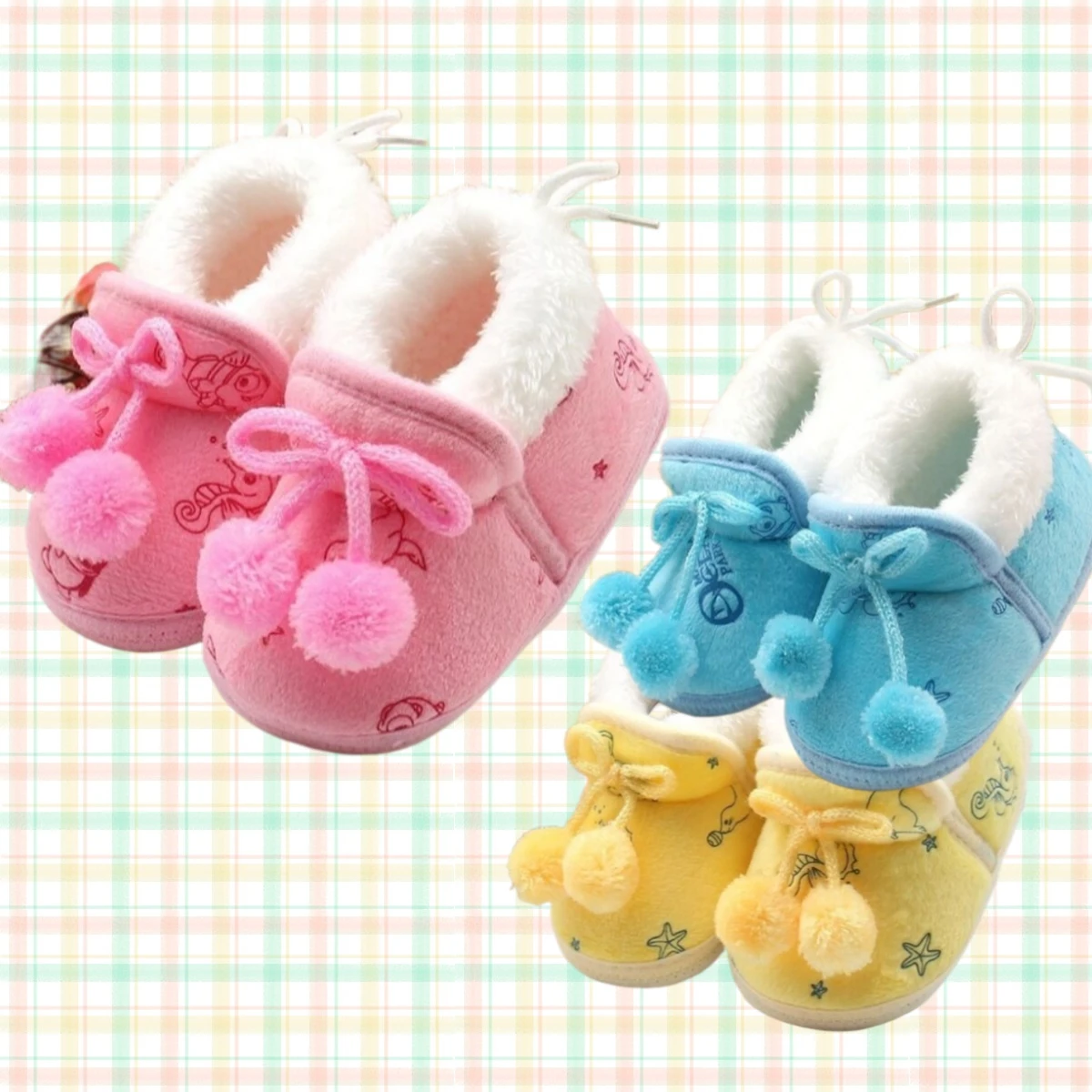 Winter Cotton Soft Plush and Thick Peepers Baby Shoes Girl Baby Boy Shoes Newborn Baby Shoes Venonat Wholesale