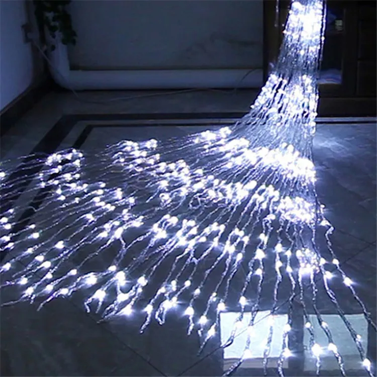LED String Lights Water Flow Snowing Effect Curtain Icicle Fairy String Light Hanging Twinkle Waterfall Light